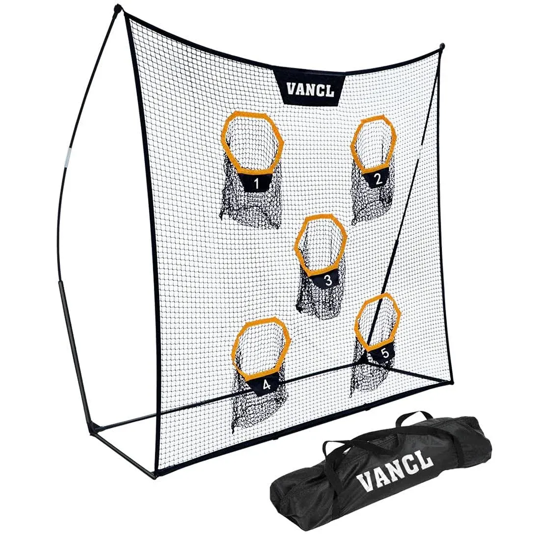 Football Training Net Portable 7X7ft Knotless Quarterback Throwing Net for Improving Football Accuracy Throwing with 5 Target Pockets &Carry Bag