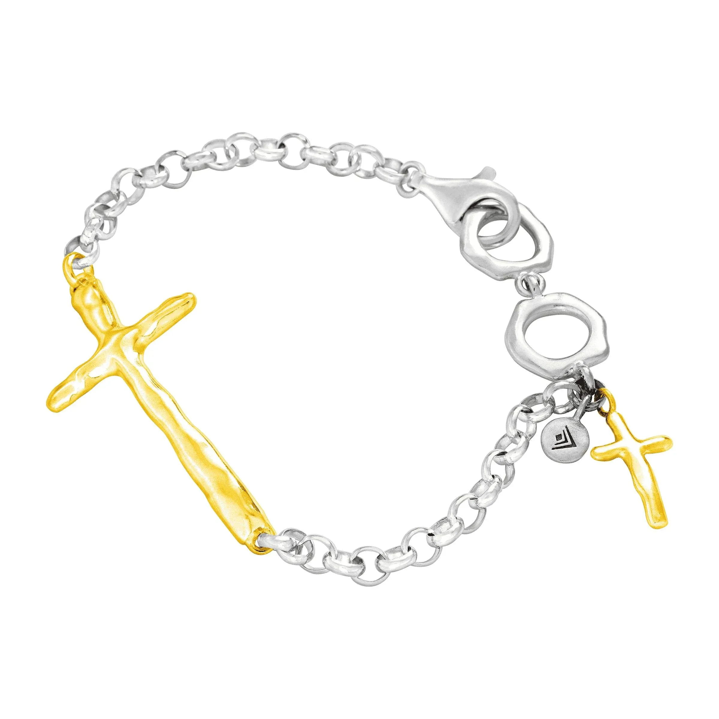 Silpada 'in Good Faith' Organic Cross Chain Bracelet in Sterling Silver, 7.5"