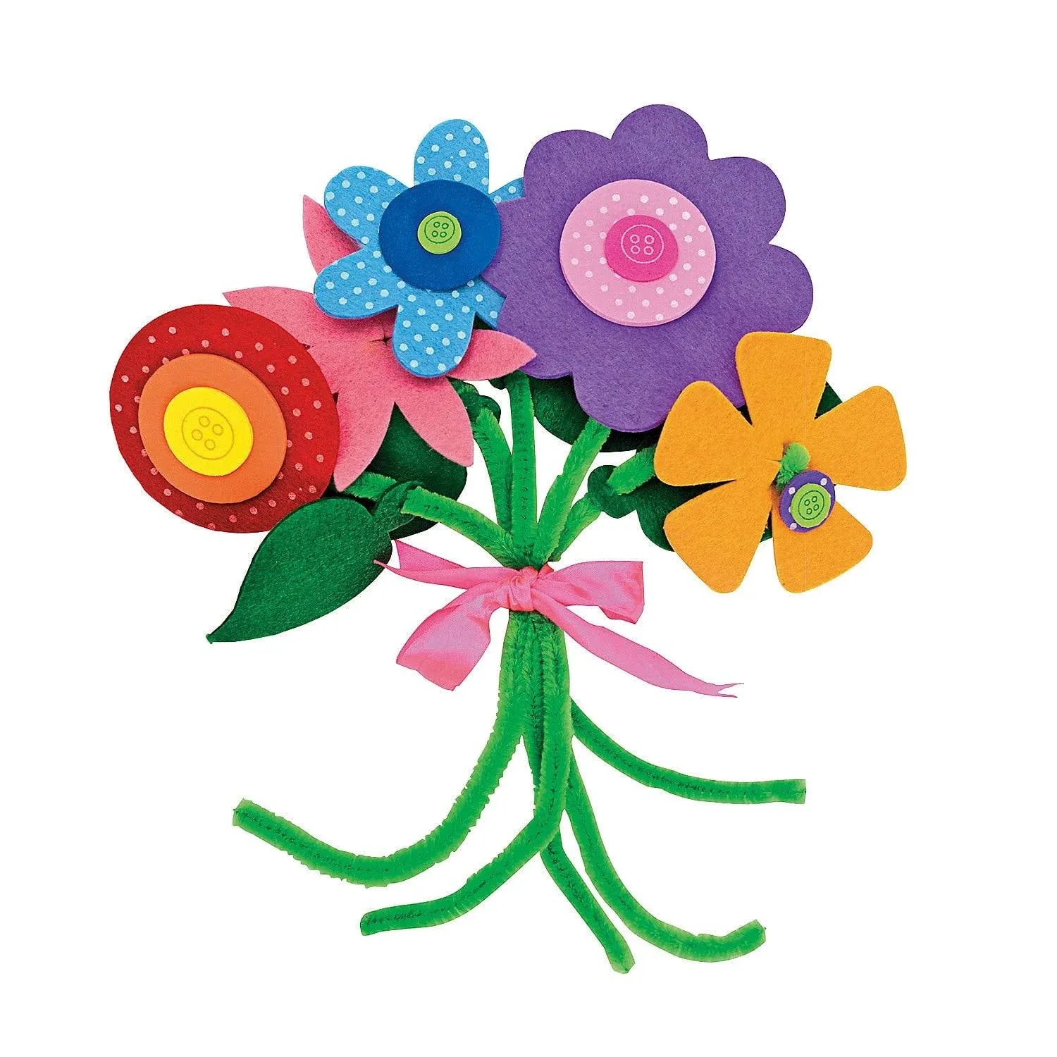 Fun Express Felt Flower Bouquet Craft Kit - Crafts for Kids and Fun Home Activities