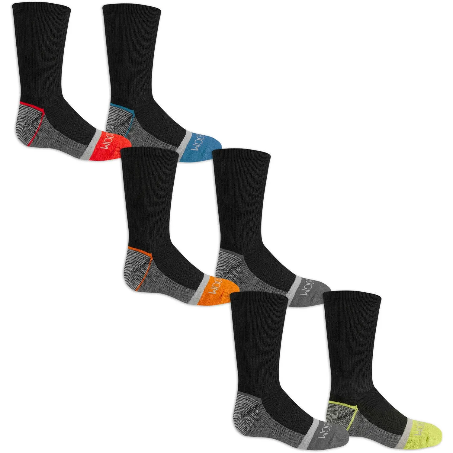 Fruit of the Loom Boys Crew Socks, 6-Pair Medium (Fits Shoe Size 9 to 2-1/2)