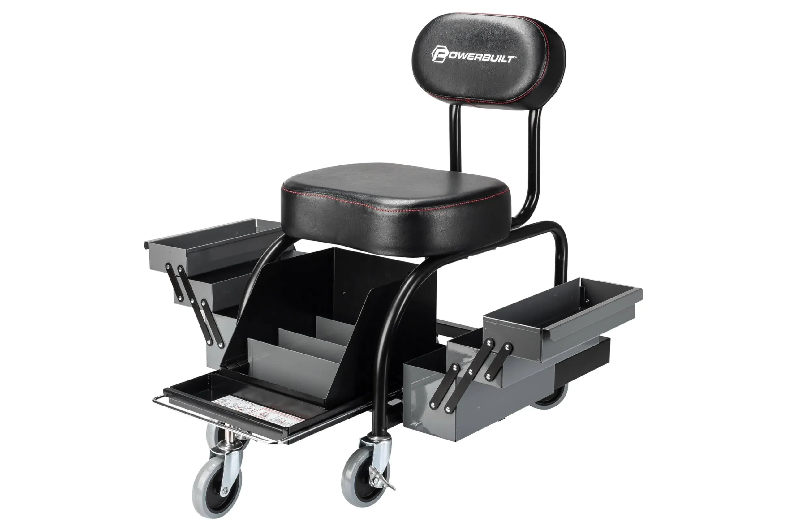 Professional Shop Seat With Expandable Side Trays