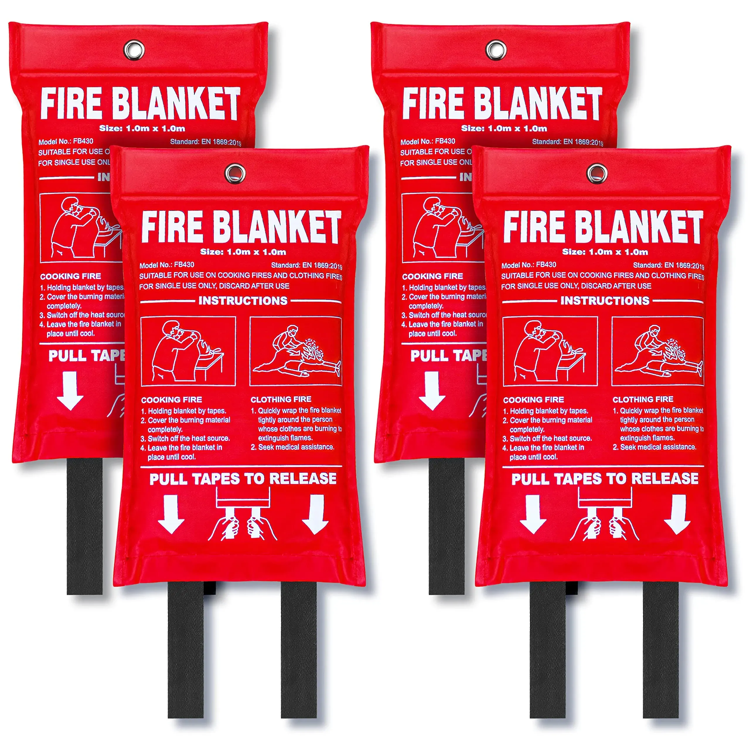 Jemay Fire Blanket, Fiberglass Fire Suppression Blanket for Kitchen, Emergency ...