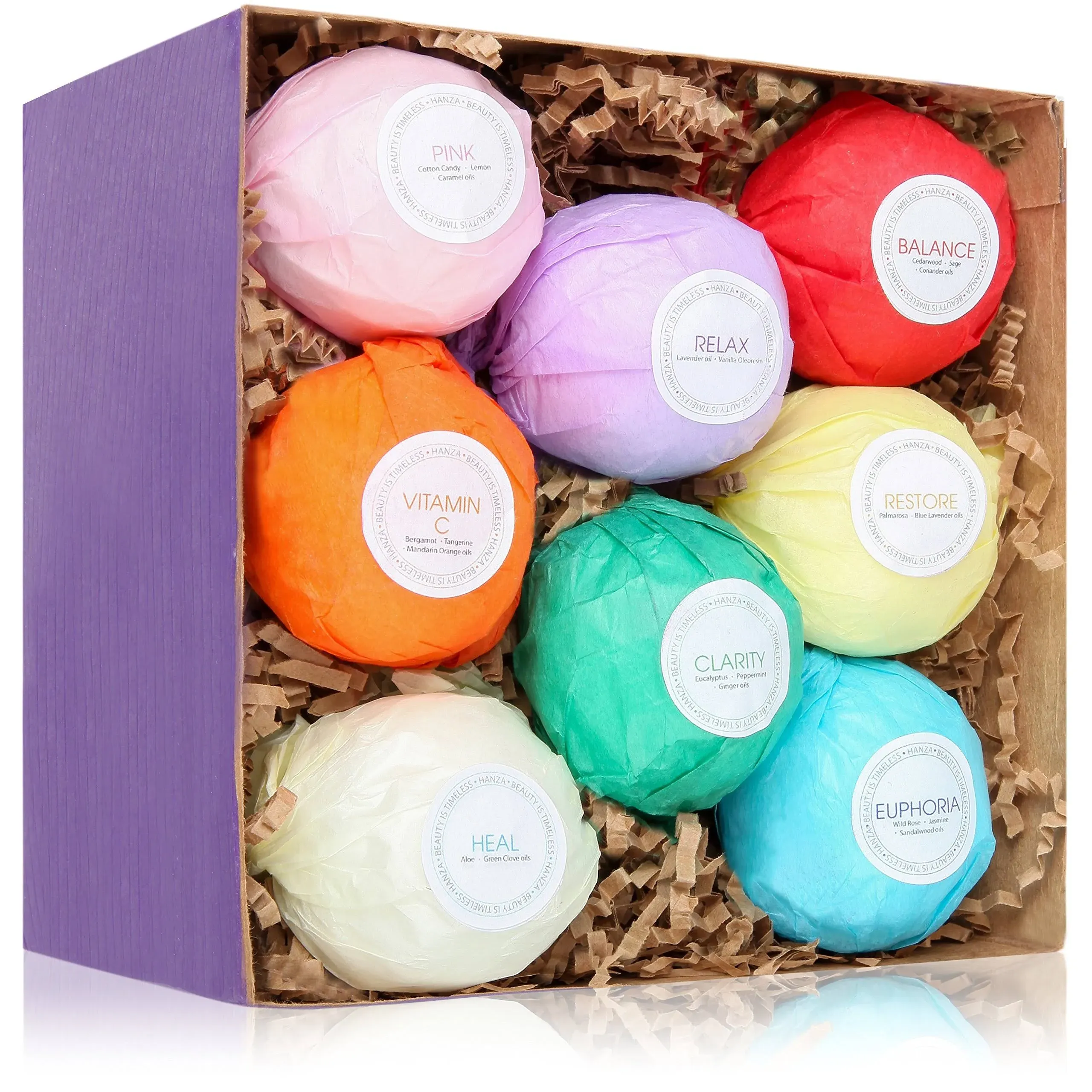 HanZá Bath Bombs - Gift Set Ideas - Gifts For Women, Mom, Girls, Teens, Her - Ultra Lush Spa Fizzies - Gift Ideas - Add to Bath Bubbles, Bath Beads, Bath Pearls & Flakes (2 oz, Light Colours)