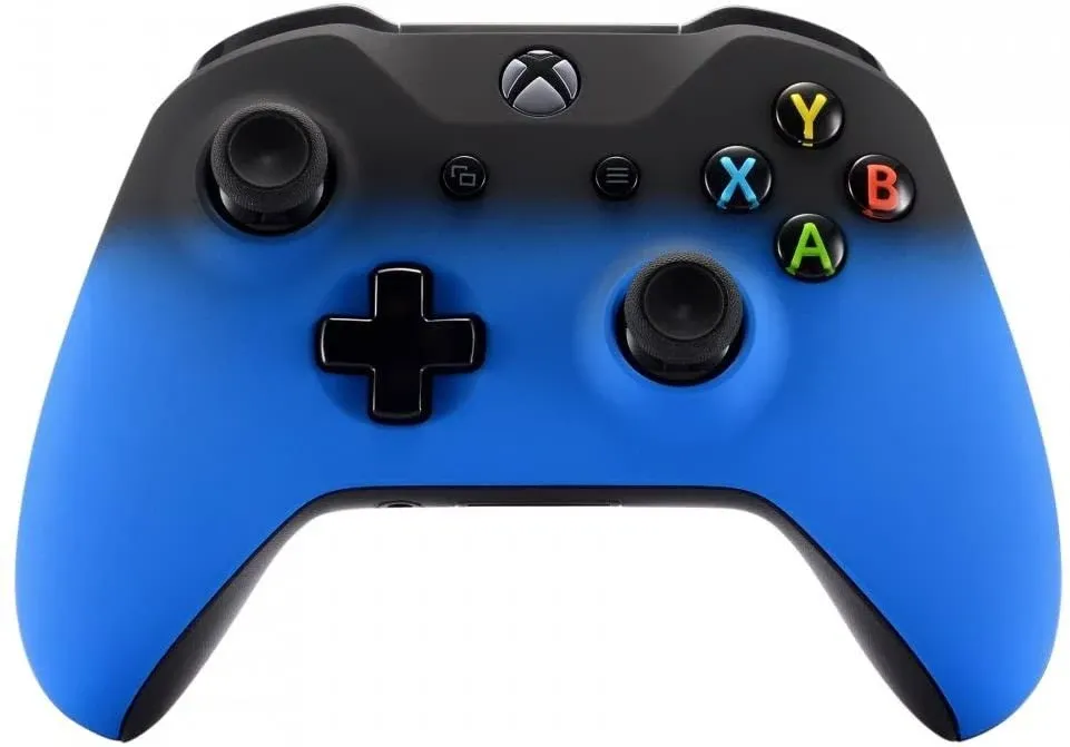 eXtremeRate Shadow Blue Faceplate Cover, Soft Touch Front Housing Shell Case, Comfortable Soft Grip Replacement Kit for Xbox One S & Xbox One X Controller - Controller NOT Included