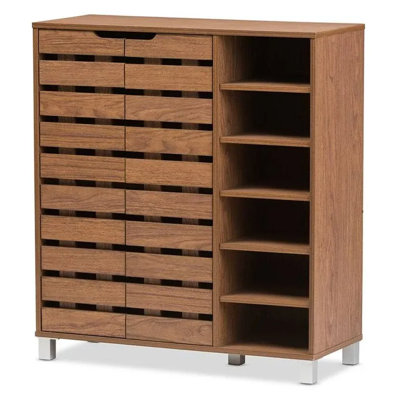 Hawthorne Collection 2-Door Shoe Storage Cabinet in Walnut