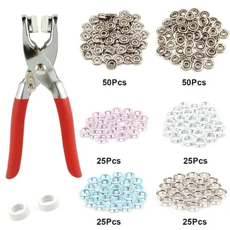 460 Sets 24Color Cenoz Snap Plastic Fasteners Button with Pliers Tool, T5 Resin Plastic Button Sewing Fasteners Punch Poppers No Sew Buttons for Cloth Craft Mama Pads