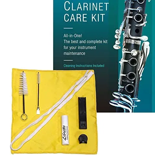 Libretto Clarinet ALL-INCLUSIVE Care Kit Mouthpiece Brush + Dust Brush + Microfiber Cleaning Cloth + Thumb Rest + Premium Cork Grease