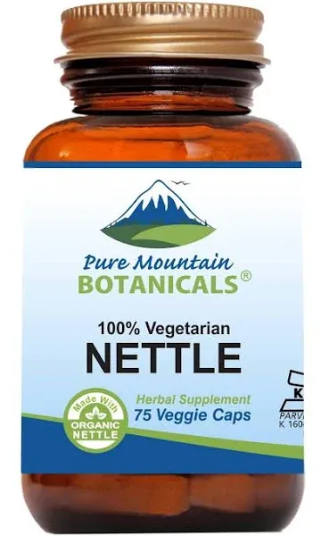 Pure Mountain Botanicals Stinging Nettle Leaf Capsules - Kosher Vegan Caps with 500mg Organic Stinging Nettles Leaf