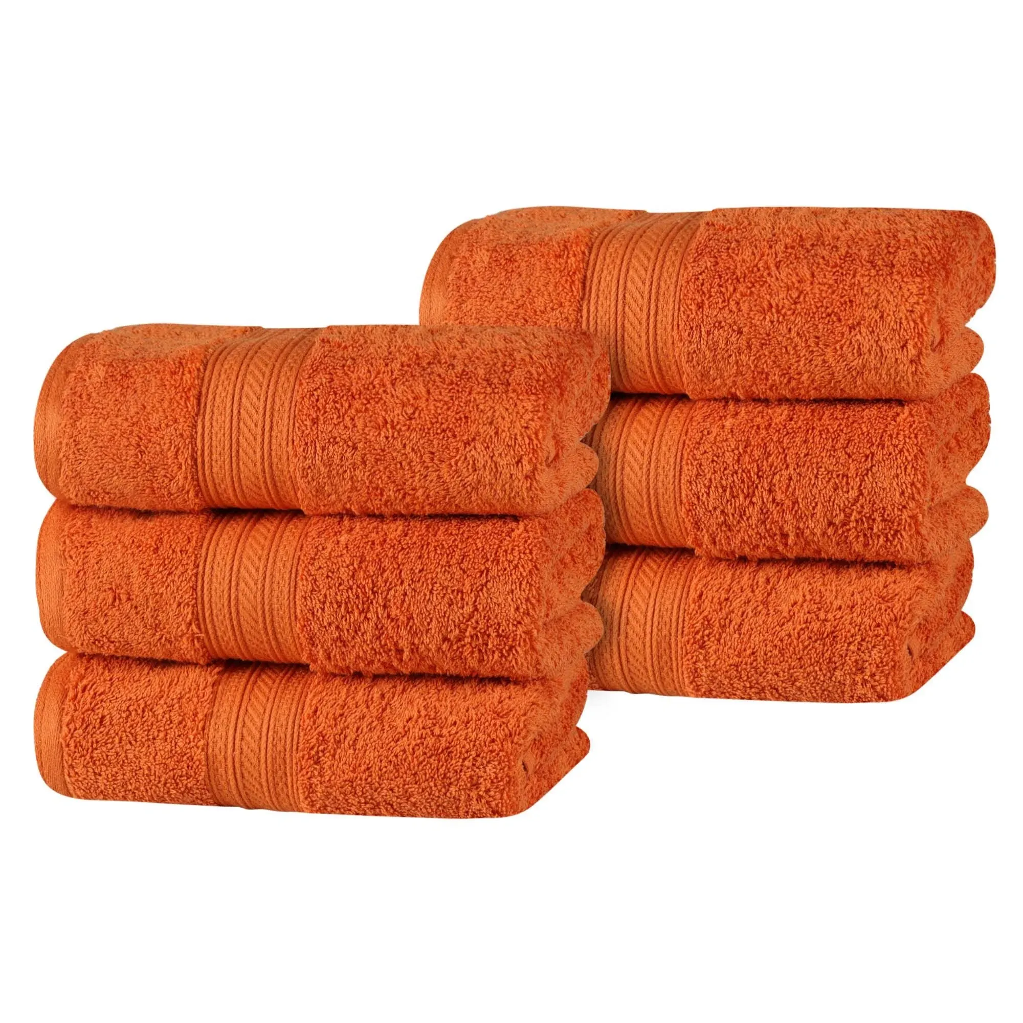 Superior Combed Cotton Plush Solid Hand Towels Set of 6