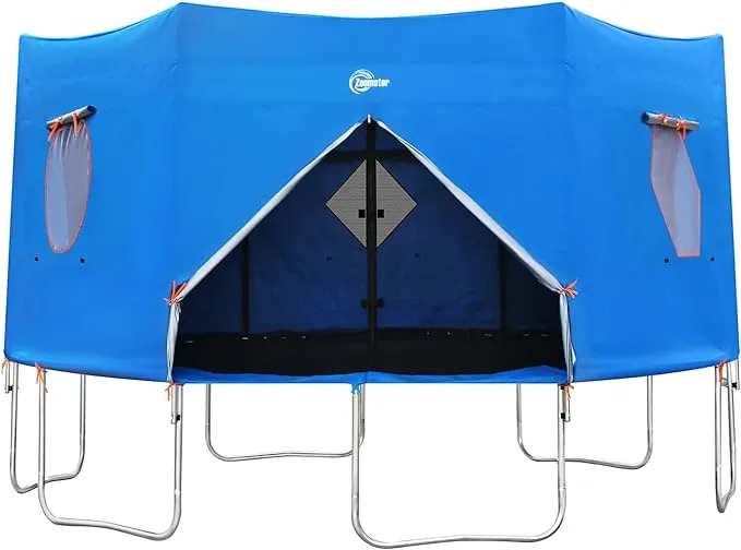 12FT Trampoline Tent, Fits for 6 Straight Pole Round Trampoline, Trampoline Tent Cover (Tent Only) Blue