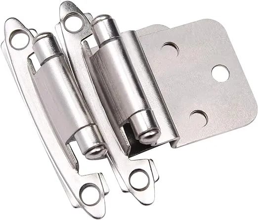 Brushed Nickel Cabinet Hinges Satin Nickel 3/8 Inch Overlay