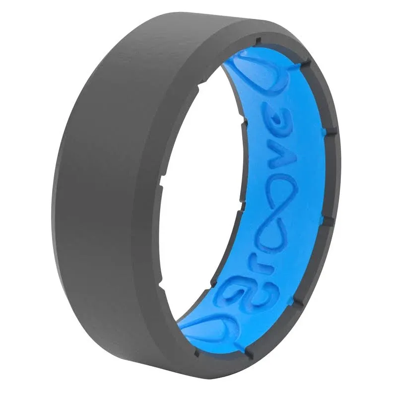 Groove Life Edge Silicone Ring - Breathable Rubber Wedding Rings for Men, Lifetime Coverage, Unique Design, Comfort Fit Ring