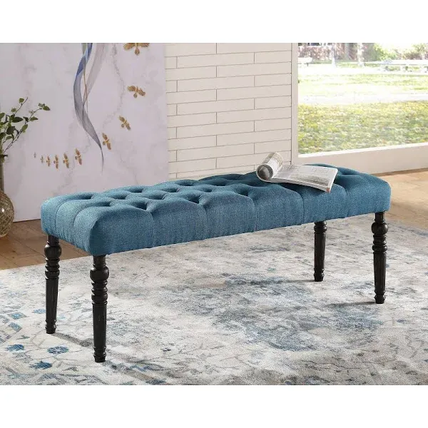 Leviton Fabric Tufted Turned Leg Upholstered Dining Bench Bedroom Stool Bench US