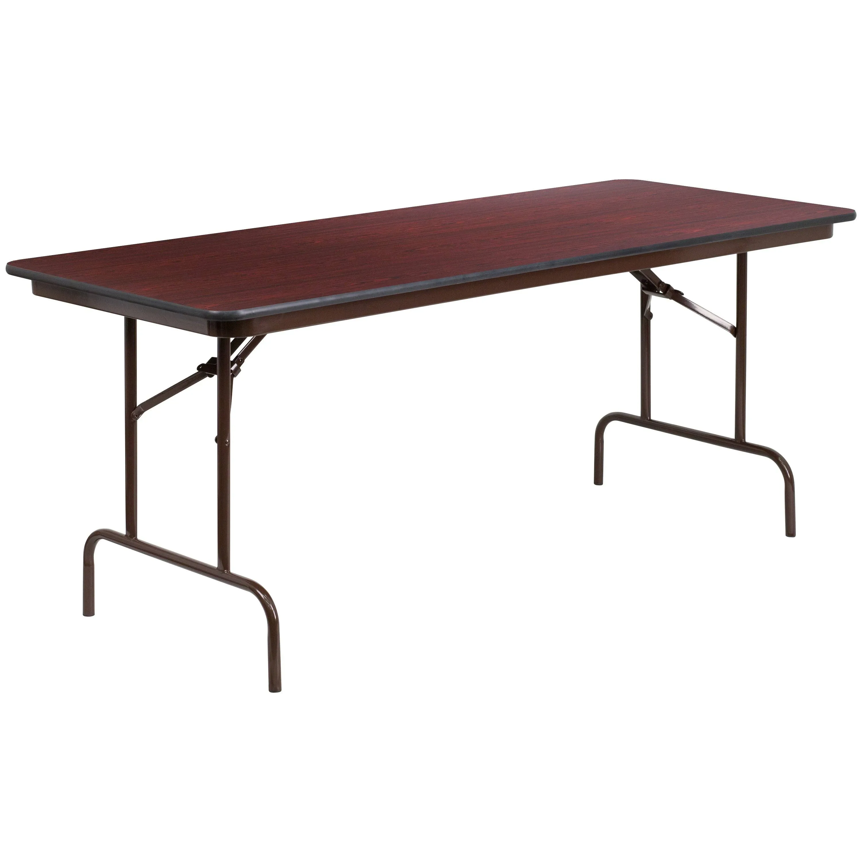 6-Foot Mahogany Melamine Laminate Folding Banquet Table