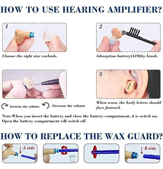 A Pair of CIC Digital Hearing Amplifier Invisible Ear Sound Amplifier ITC Hearing Amplifier Enhancer Wireless Portable For Adults Small and Tiny… (a pair red blue)