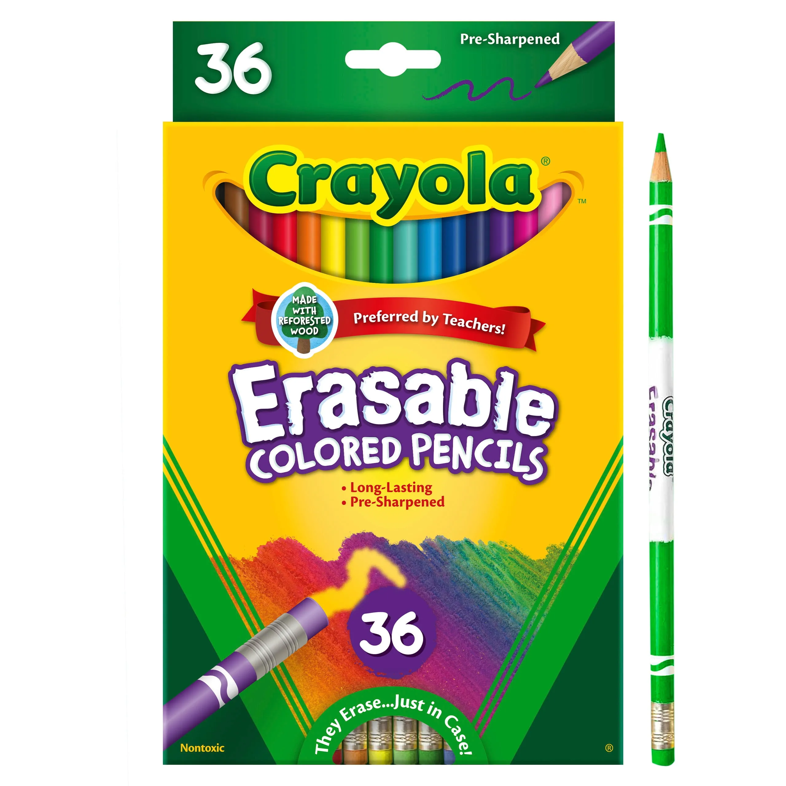 Crayola Erasable Colored Pencils (36ct), Colored Pencils for Kids, For Coloring Books, School Supplies, Classroom Arts & Crafts, Ages 4+