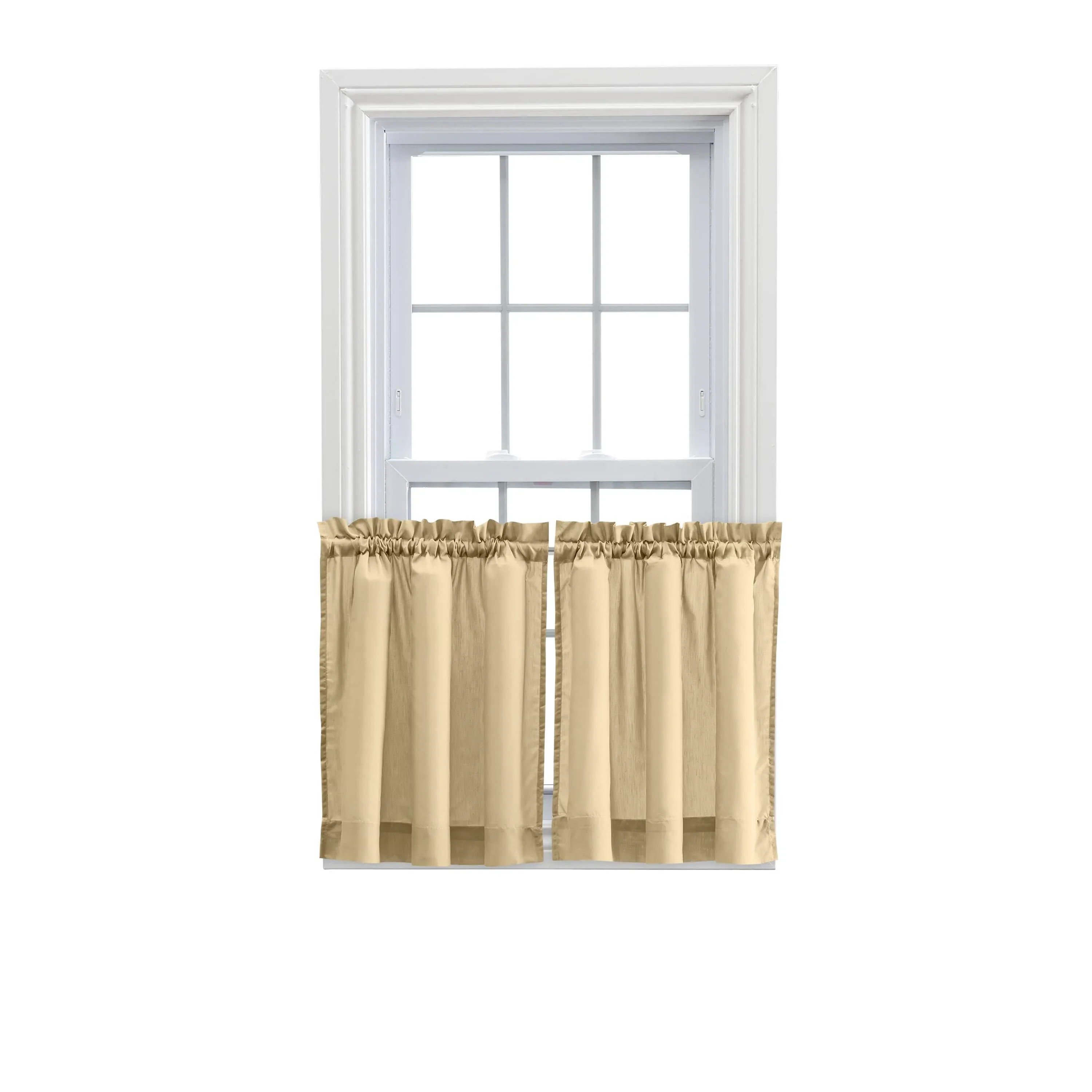 Ellis Curtain Stacey Tailored Tier Pair Curtains, 56" x 30", Almond