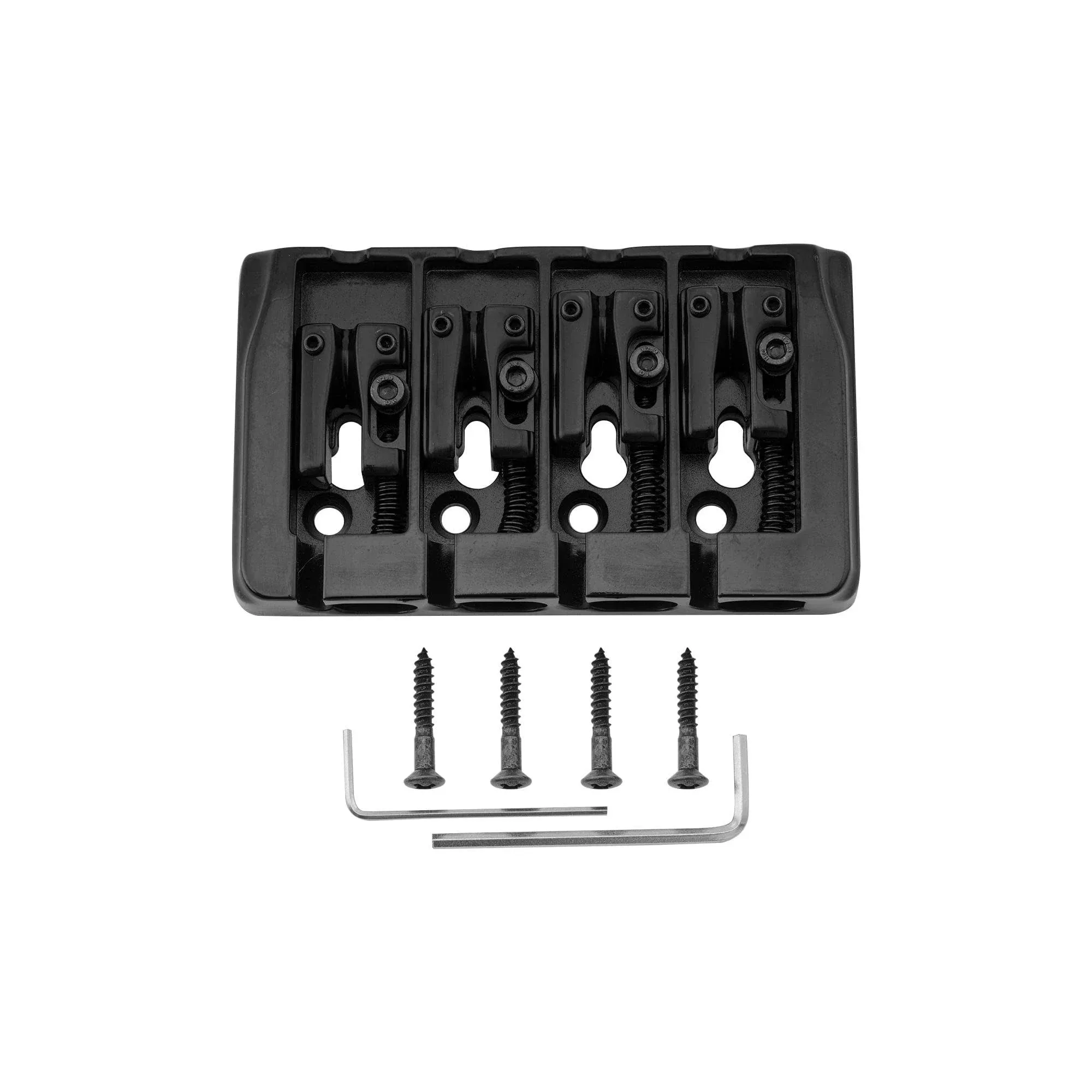 Musiclily Pro Black 19mm Locking Saddles Hard Zinc 4 String Electric Bass Bridge