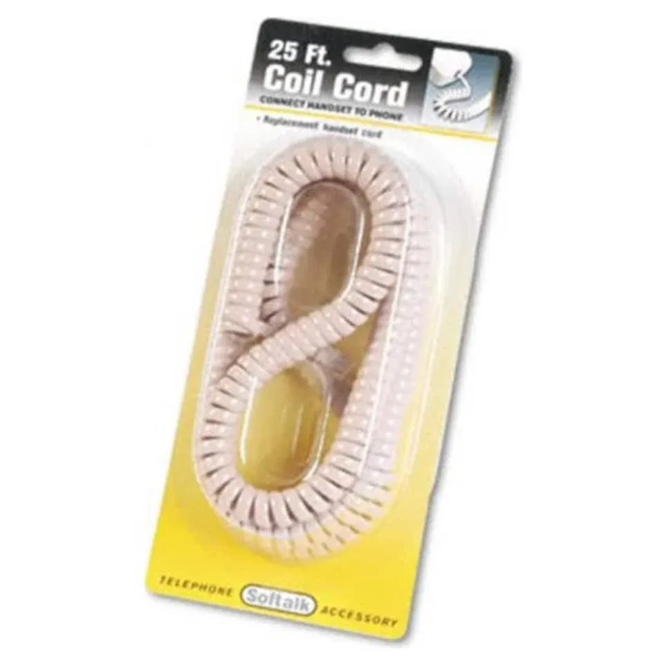 Softalk Coiled Phone Cord, Plug/Plug, 25 ft, Beige 42260 SOFTALK LLC Softalk