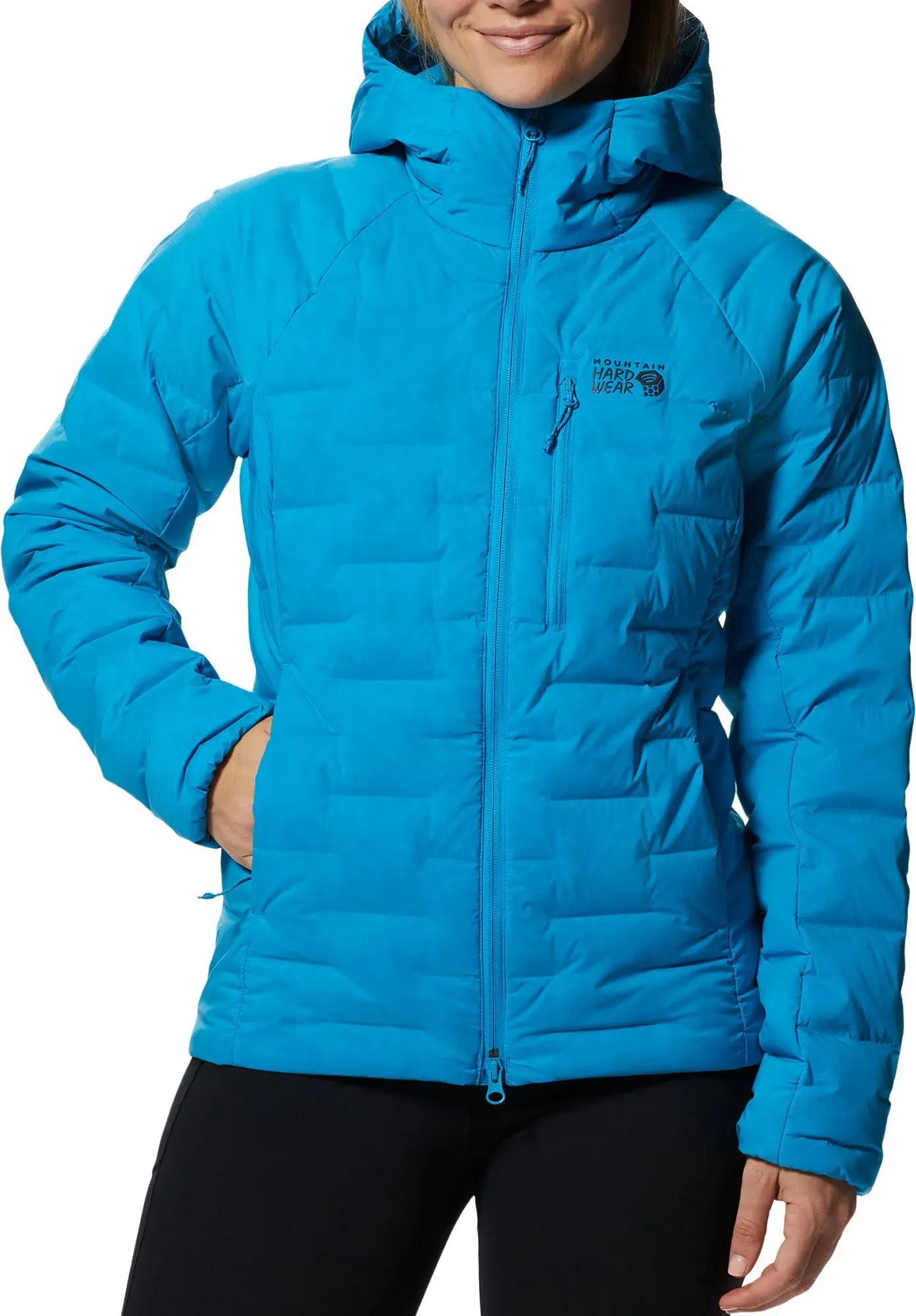 Mountain Hardwear Women's Stretchdown Hooded Jacket, Medium, Electric Sky