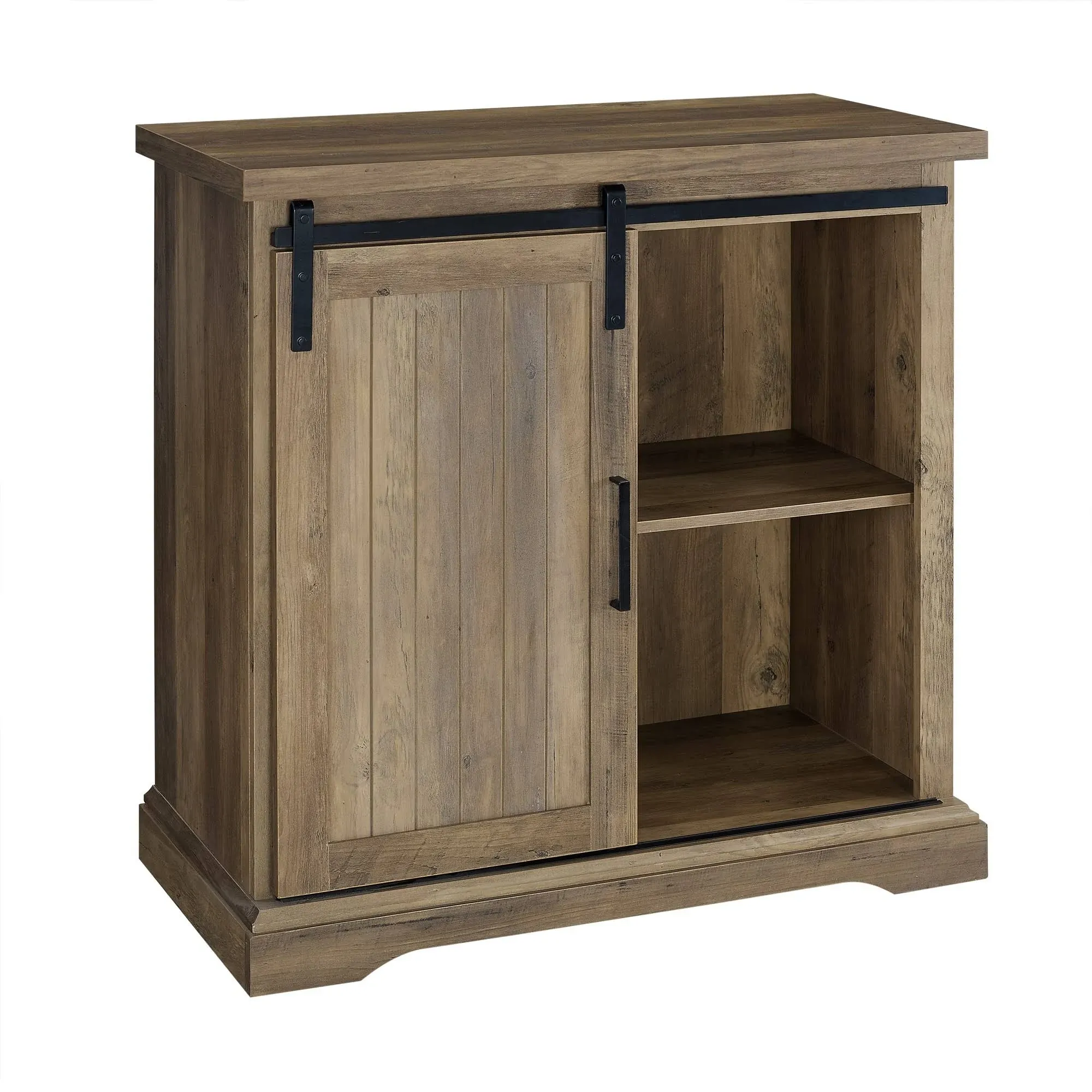 32&#034; Farmhouse Wood Buffet Cabinet with Sliding Door - Rustic Oak