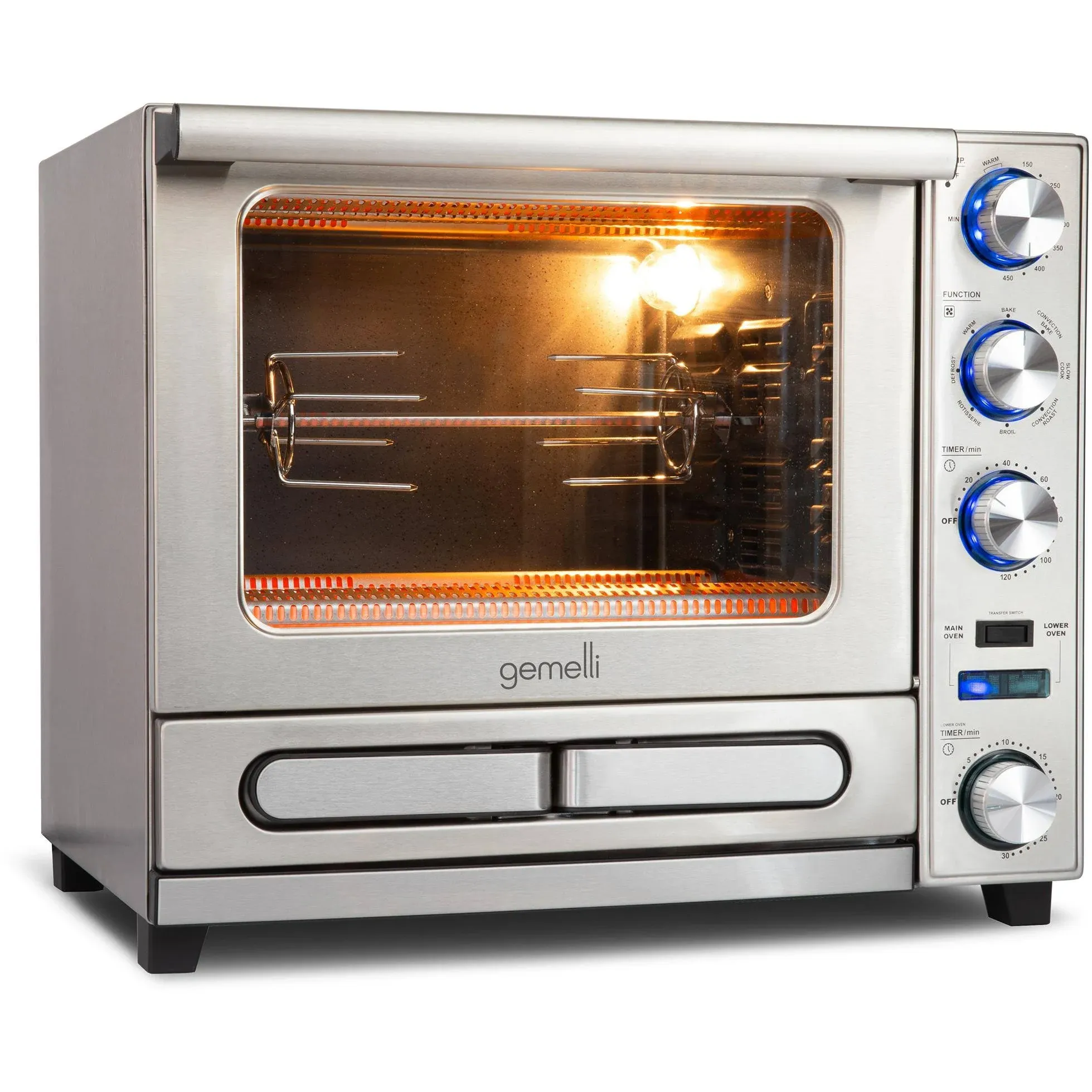 Gemelli Home Oven, Professional Grade Convection Oven with Built-In Rotisserie