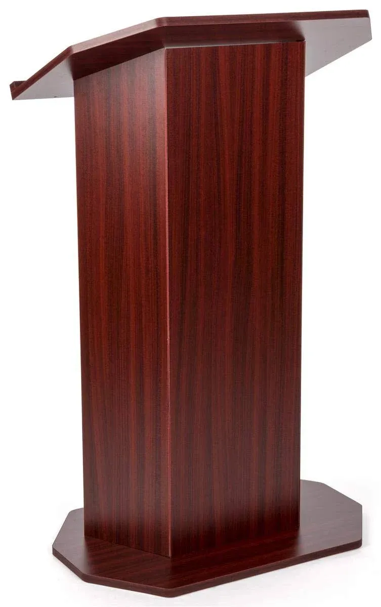 Displays2go Affordable Wood Finish Lecterns Mahogany (OLILCTOPBSM)