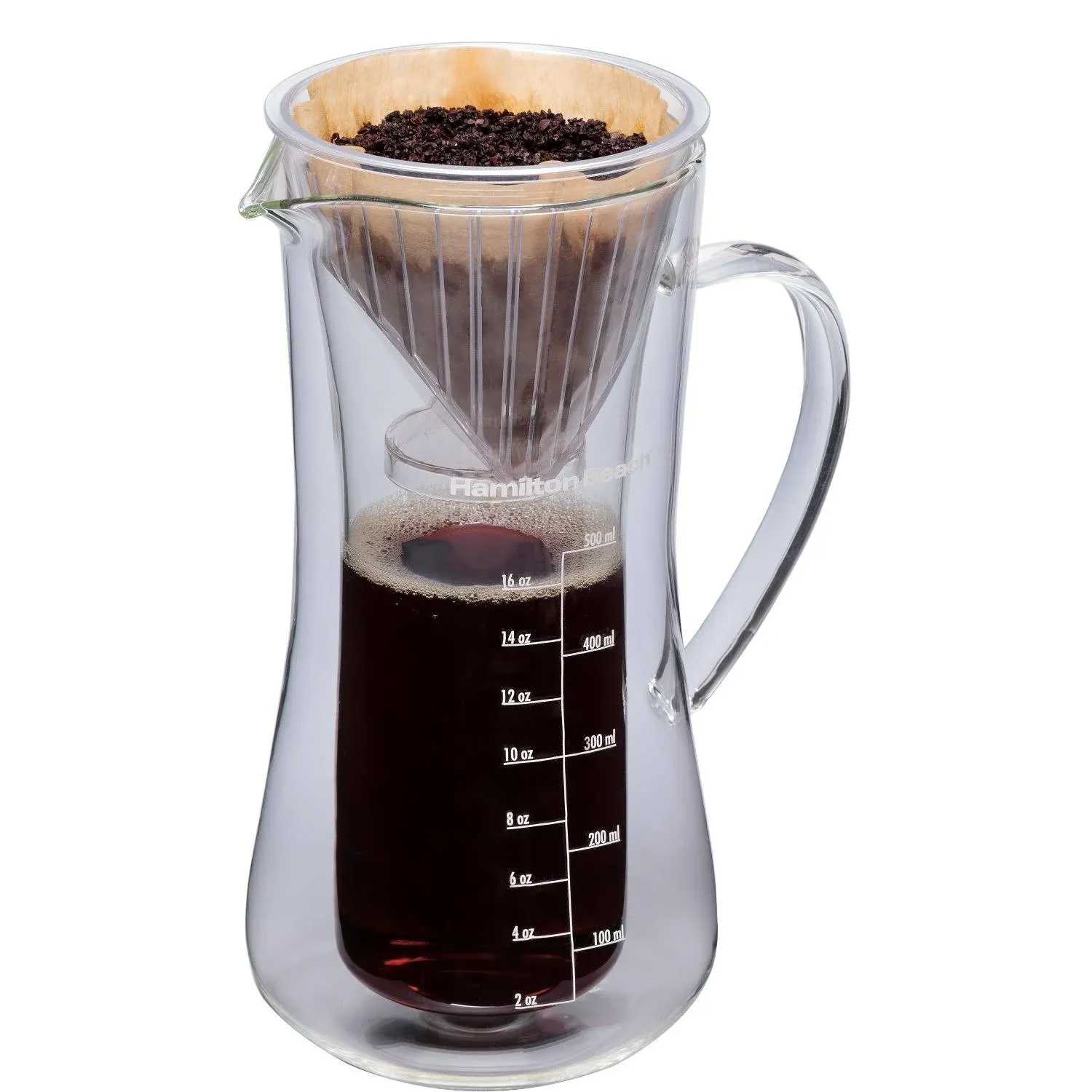 Hamilton Beach Pour Over Drip Coffee Maker, 17 Ounces, Glass Carafe