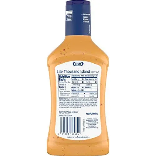 Kraft Thousand Island Dressing, Lite 16 Oz Pack Of 3