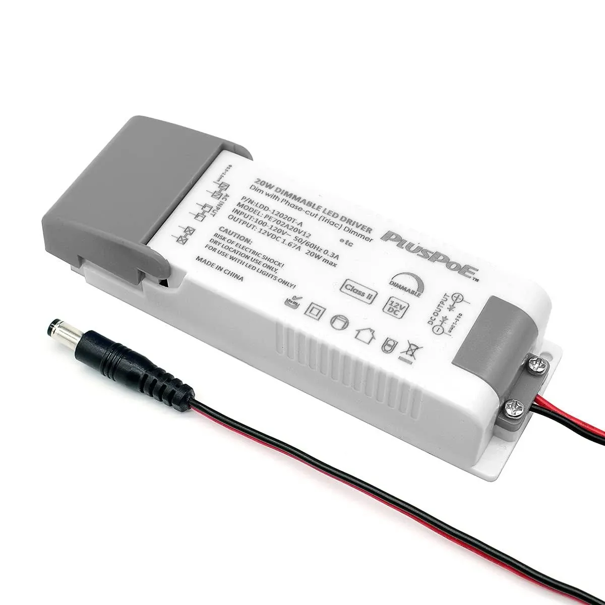 20W Dimmable Transformer, PLUSPOE 12V Magnetic LED Driver Power Supply for 12V Constant LED lighting