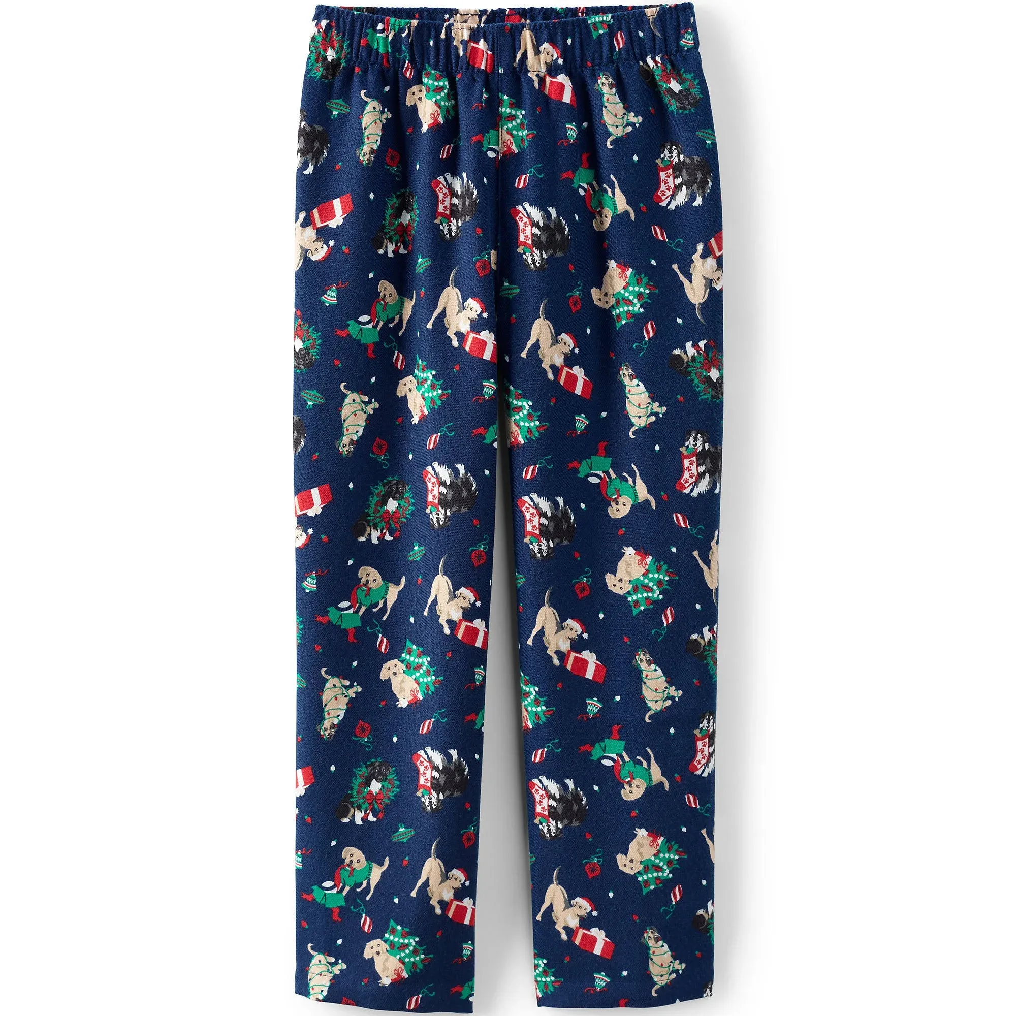 Lands' End Kids Flannel Pajama Pants - 14 - Deep Sea Navy Holiday Pups