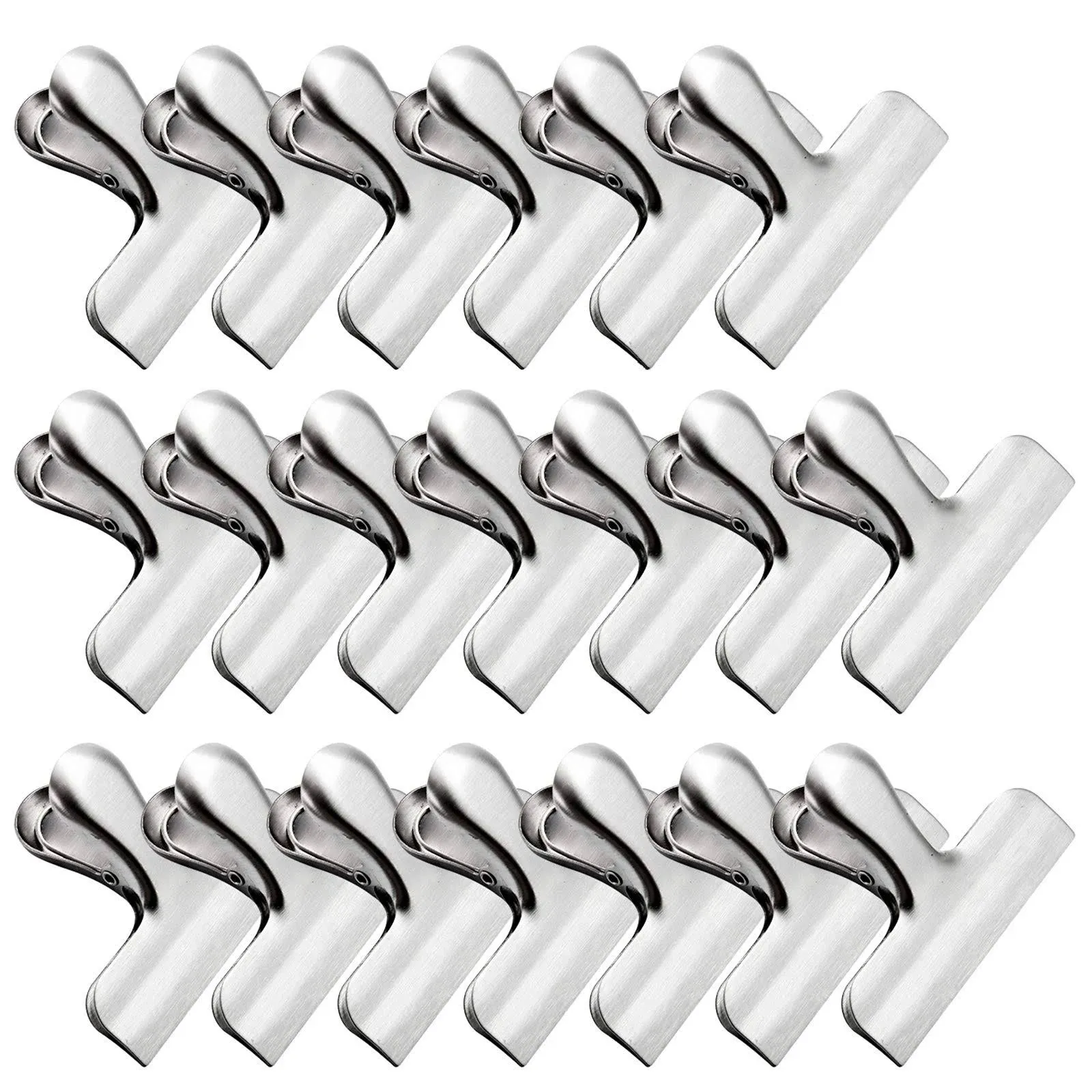 20 Pack Metal Chip Clips - OAMCEG 3 inch Wide Stainless Steel Food Bag Clips ...