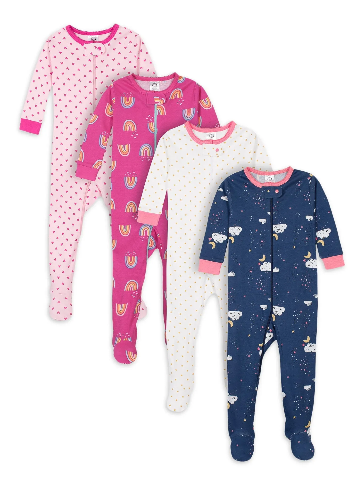 Gerber Baby Girls' 4-Pack Footed Pajamas