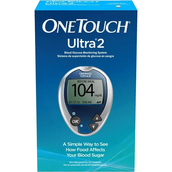 1189595_EA Blood Glucose Meter OneTouch Ultra 2 5 Second Results Stores up to 500 Results No Coding Required 1/EA