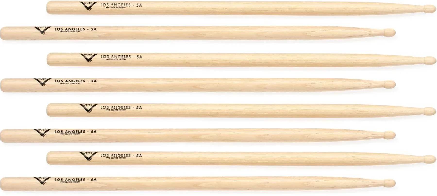 Vater American Hickory Drumsticks 4-pack - Los Angeles 5A - Wood Tip