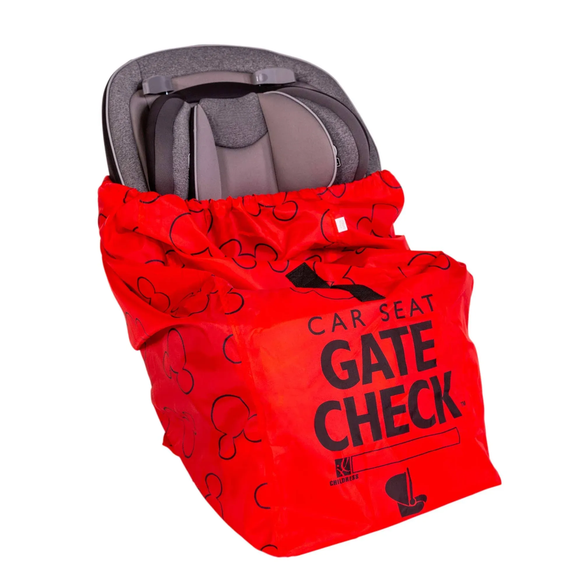 J L Childress Disney Baby Gate Check Travel Bag for Car SEATS - Red