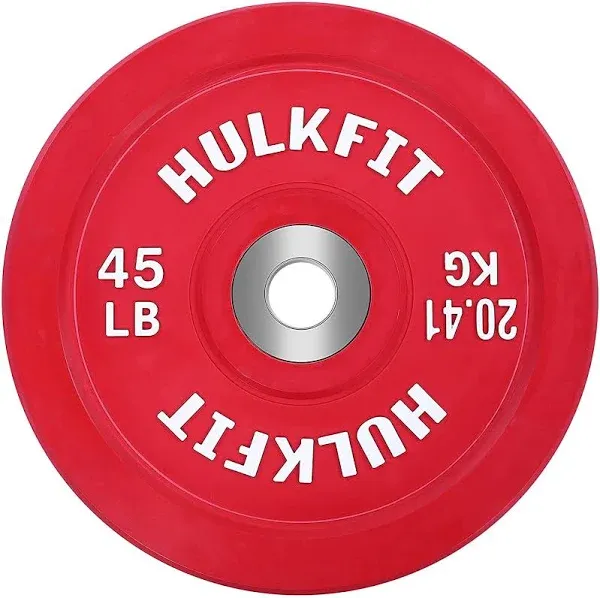 HulkFit 2-inch Pro Series Olympic Style Bumper Weight Plate with Shock Absorbing Low Bounce Rubber for Barbells & Plate Only Strength Training - Multicolor