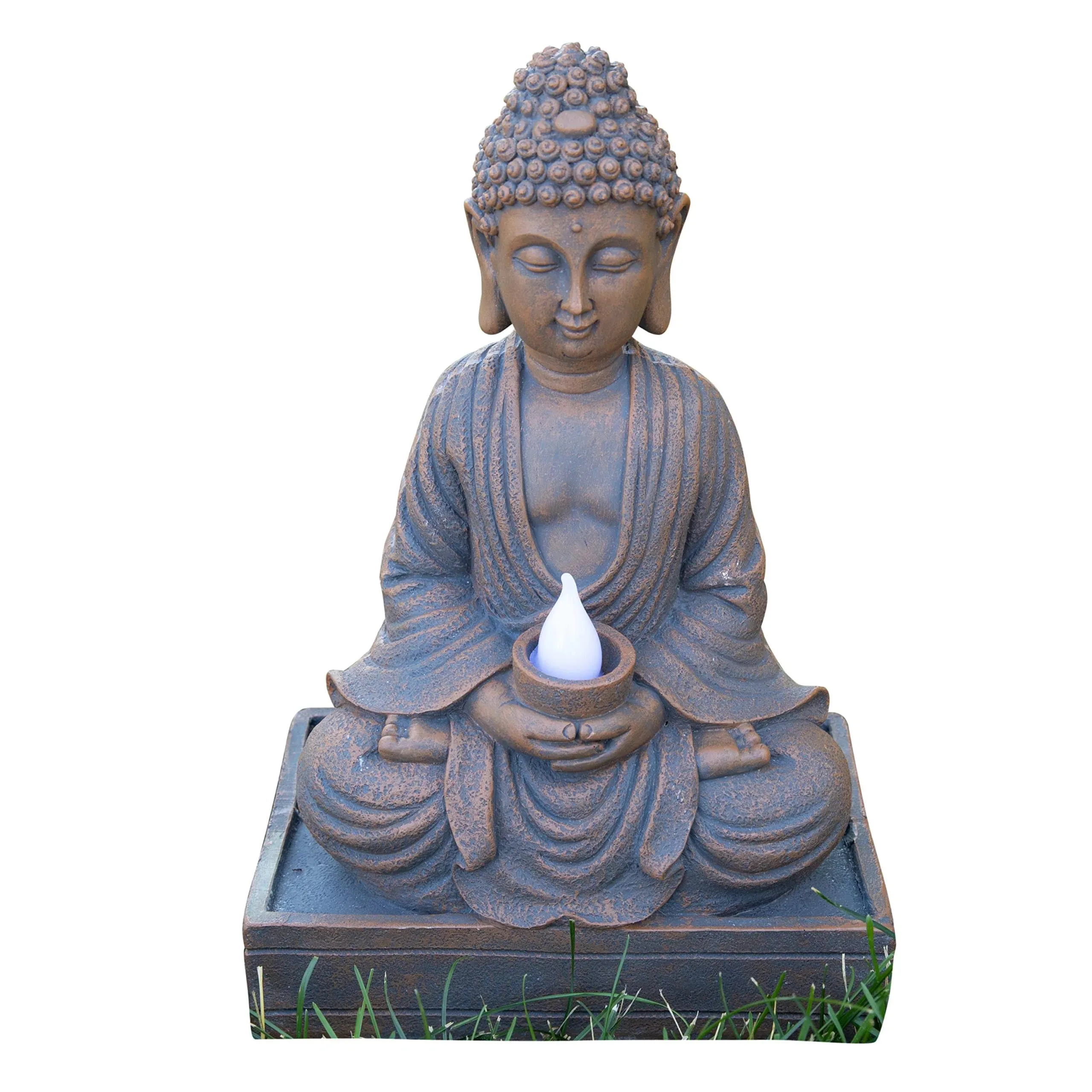 Buddha Statue for Home and Outdoor Decor Solar Powered Flickering LED Garden Lig