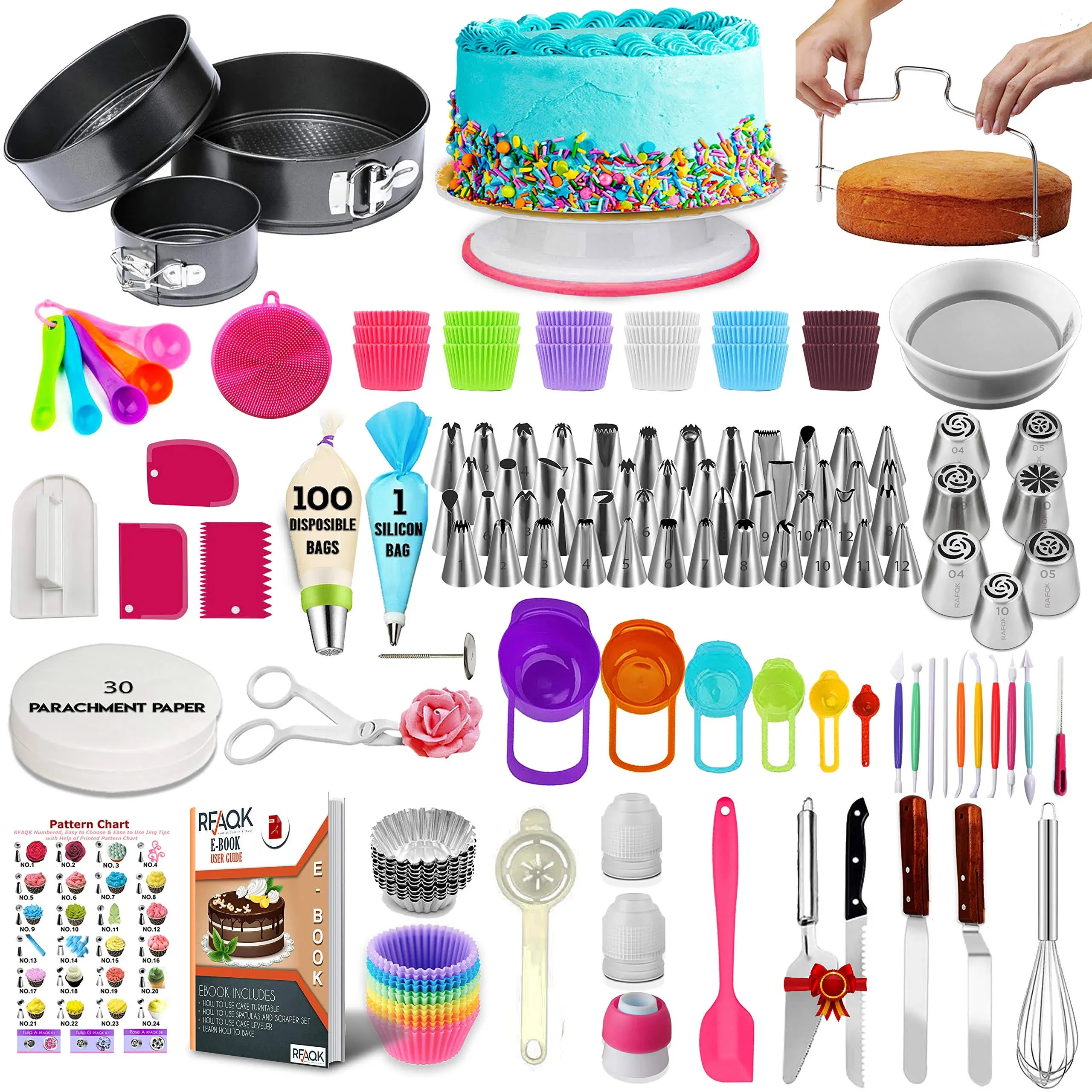 360 Pcs Cake Decorating Supplies Kit with Baking Supplies - Springform Pan Set ...