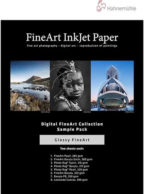 Hahnemuhle FineArt Glossy Inkjet Paper Sample Pack, 8.5x11", 14 Sheets