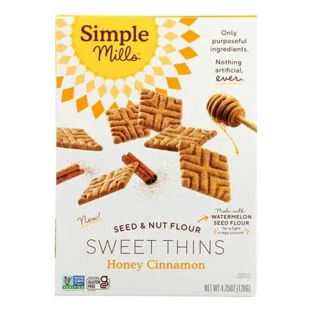 Simple Mills Sweet Thins Cookies, Seed and Nut Flour, Honey Cinnamon 4.25 Ounce