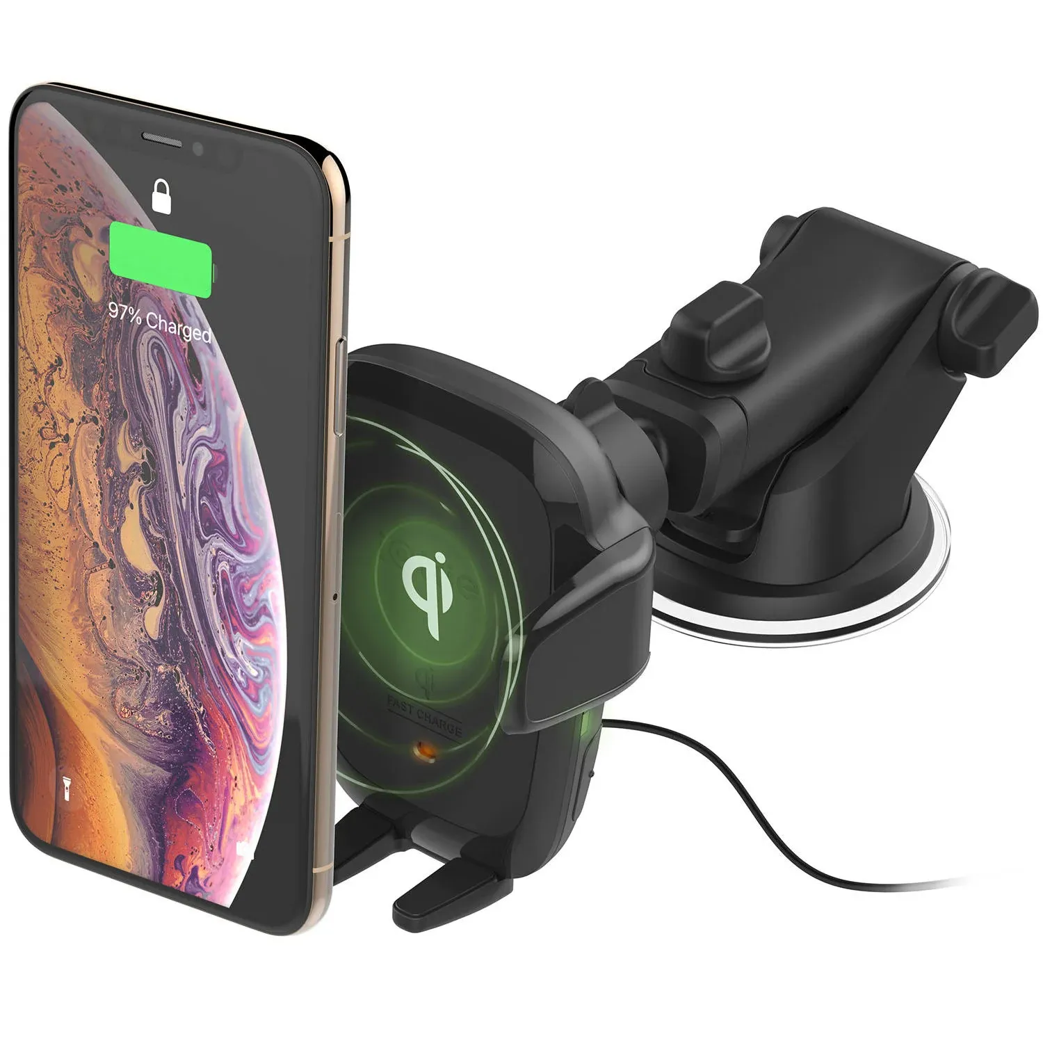 iOttie Auto Sense Qi Wireless Car Charger - Automatic Clamping Dashboard Phone Mount with Wireless Charging for Google Pixel, iPhone, Samsung Galaxy, Huawei, LG, and other Smartphones