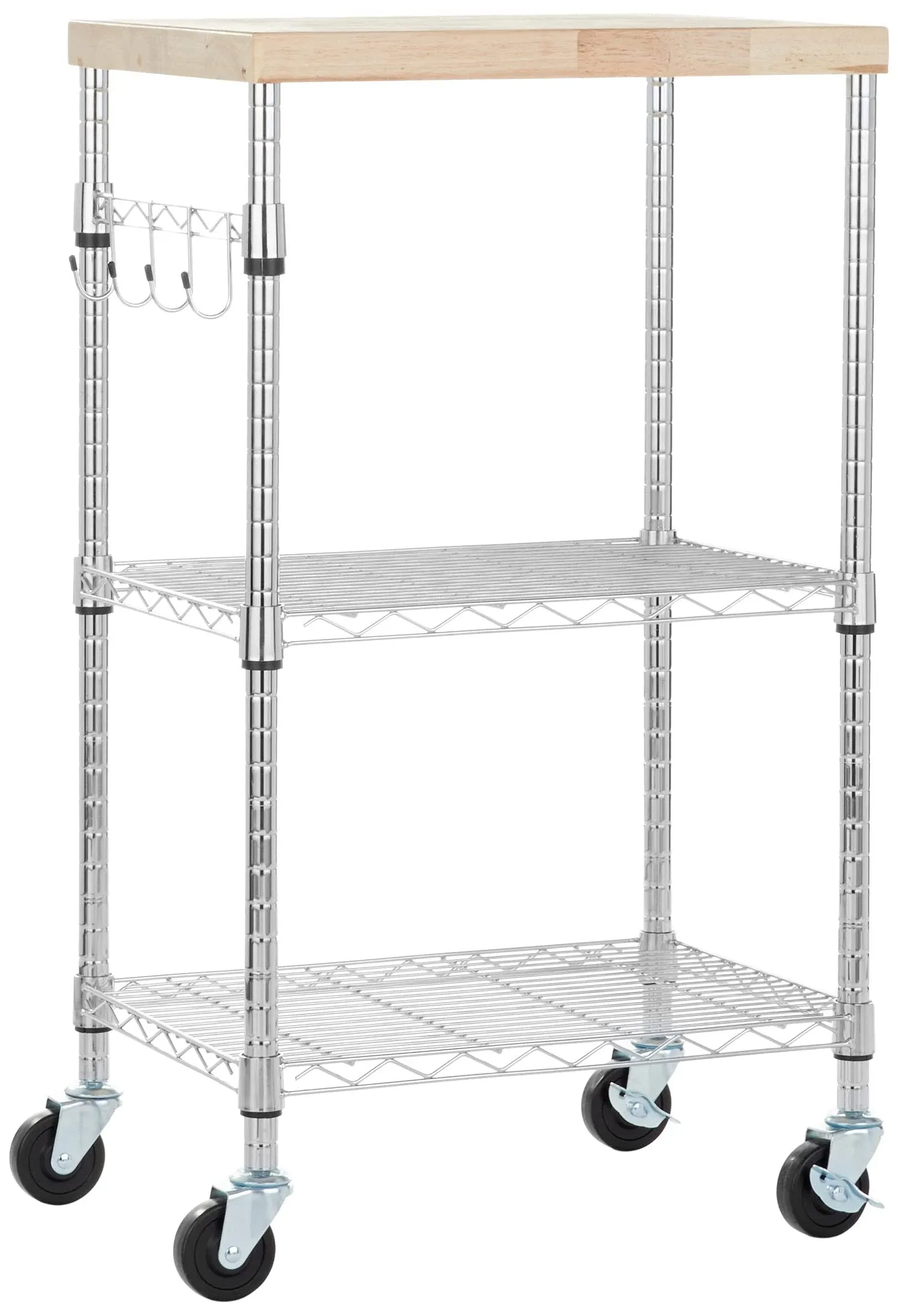 Kitchen Storage Microwave Rack Cart on Caster Wheels with Adjustable Shelves