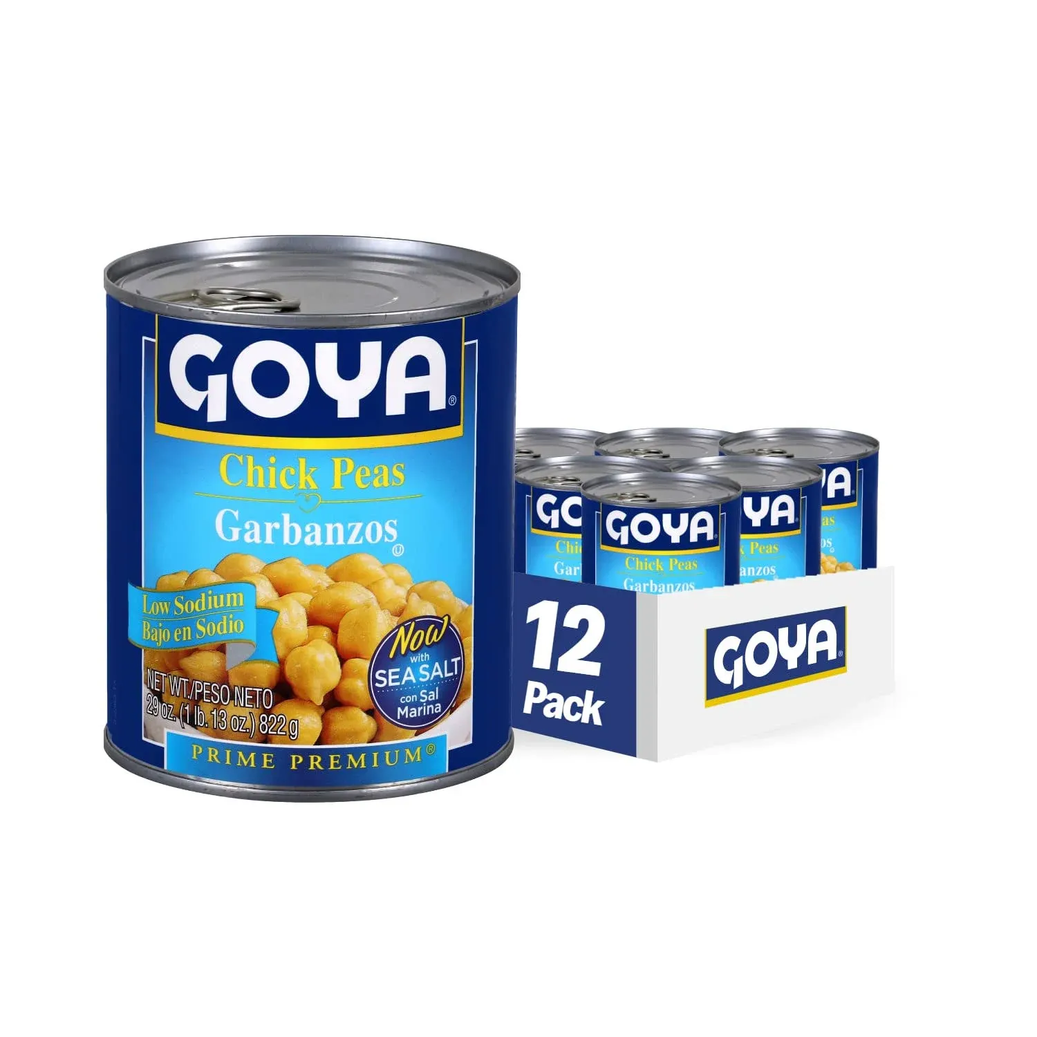 Goya Foods Low Sodium Chick Peas, Garbanzo Beans, 29 Ounce (Pack of 12