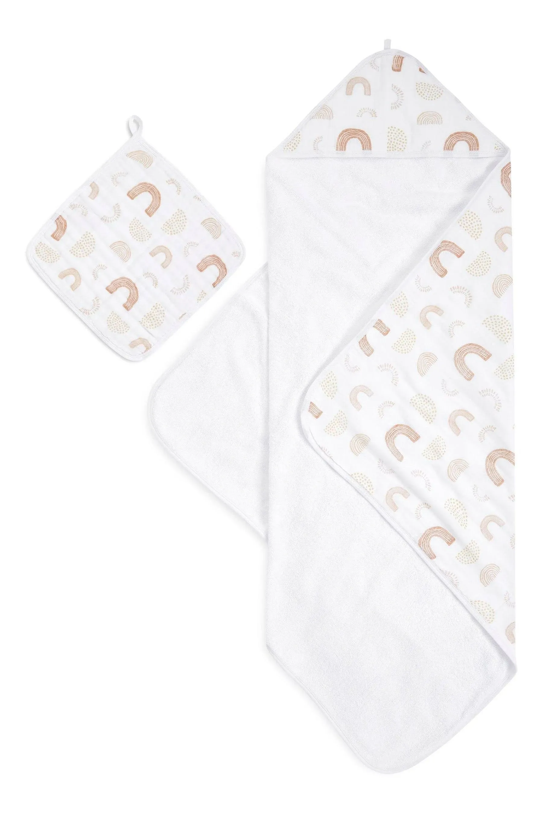 aden + anais keep rising Hooded Towel Set | 100% Cotton with Muslin Hood, Soft Bath & Shower Wrap for Babies | savannah, animal, sun, rainbow print Unisex Baby Gift Set | Newborns & Toddler Wash