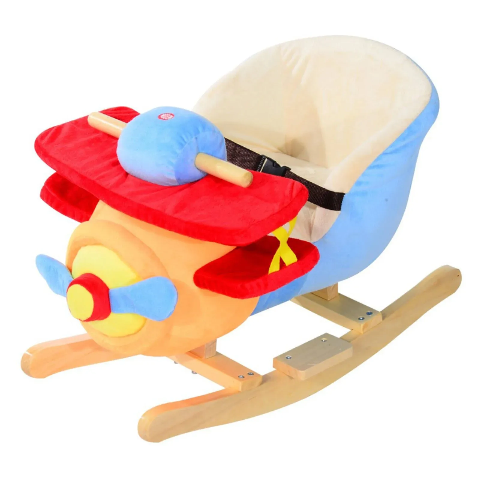 Qaba Kids Plush Rocking Horse Airplane with Nursery Rhyme Sounds