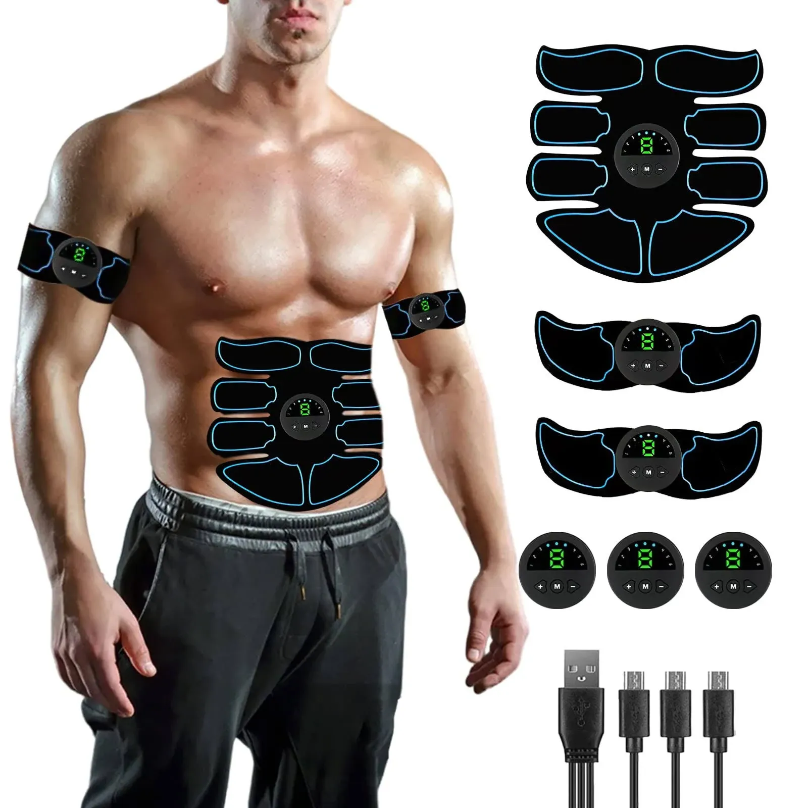 ABS Stimulator,EMS Muscle Stimulator,Abdominal Toning Belt,Muscle Toner,ABS Training Waist Trimmer Belt Wireless Ab Trainer Fitness Equipment for Men Woman Abdomen/Arm/Leg Home Office Exercise