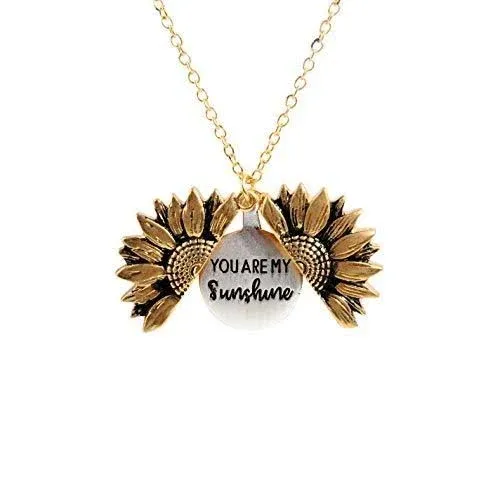 You Are My Sunshine Inspiring Engraved Necklace Memorial Hidden Message Sunflowe