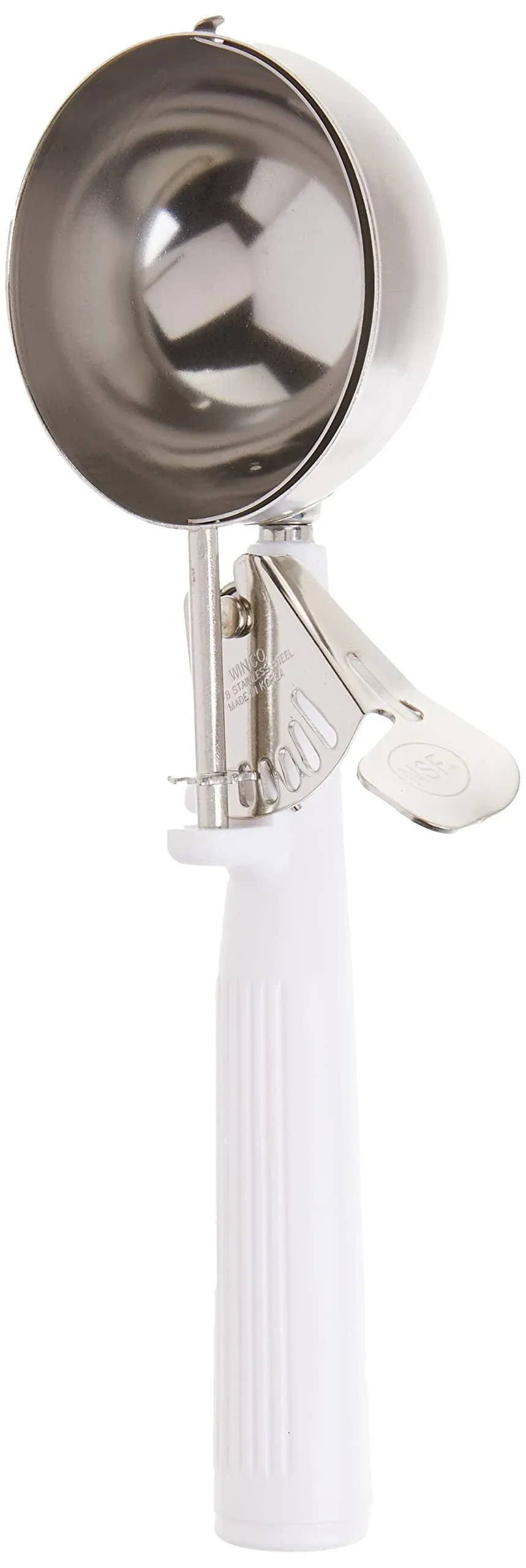 Winco ICOP-6 Ice Cream Disher with One Piece White Handle, Size 6