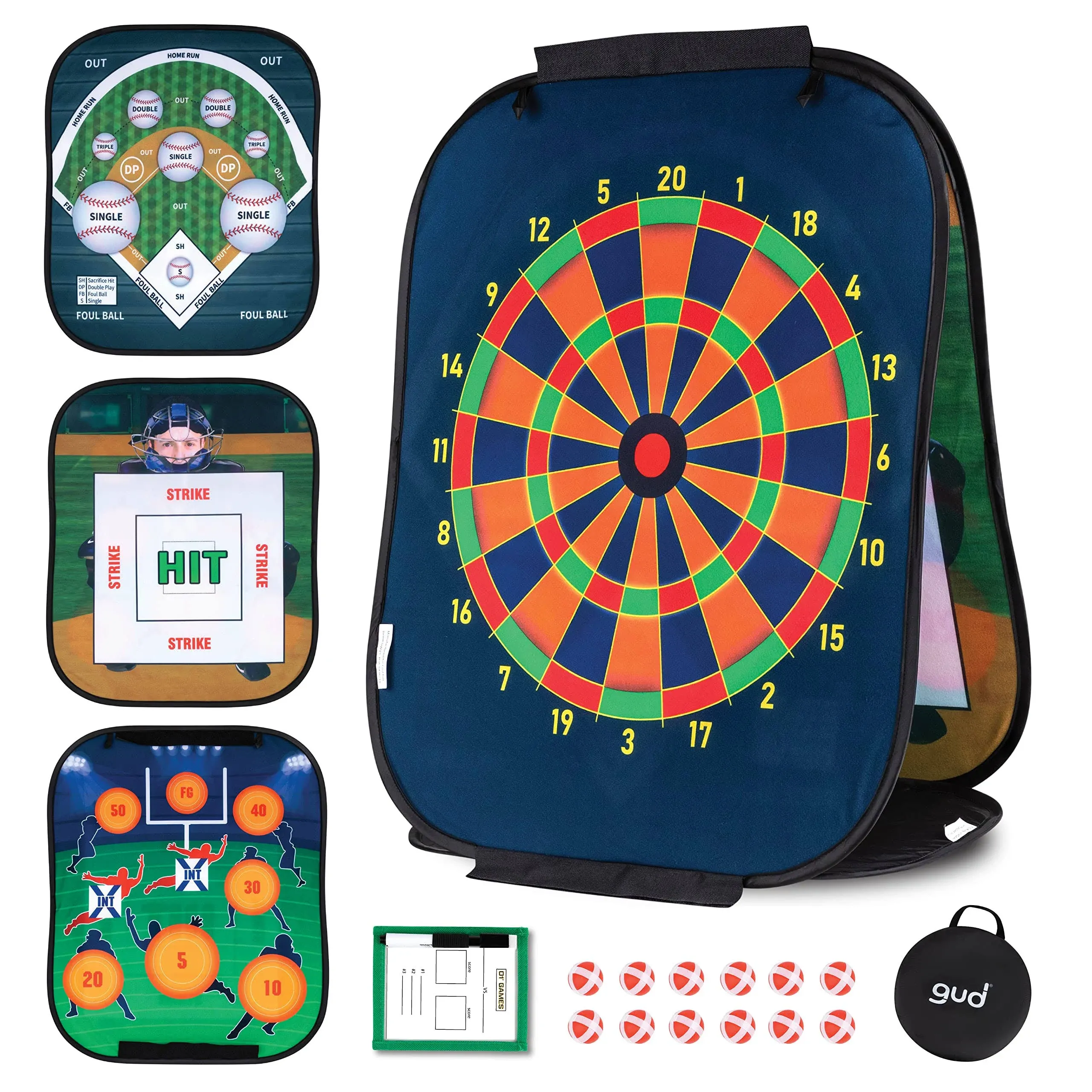 Gud Dart Board, Football & Baseball Games, Kids Birthday Party Dartboard, 12 Safe Darts, Boys & Girls Sports Party Supplies. Indoor Outdoor Party